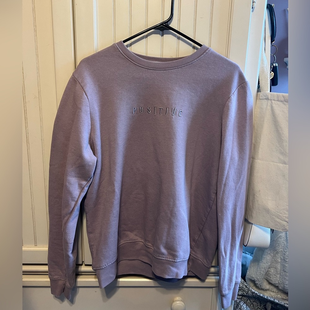 purple positive embroidered crewneck